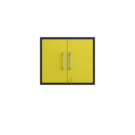 Manhattan Comfort Eiffel Floating Garage Storage Cabinet in Yellow Gloss 251BMC84